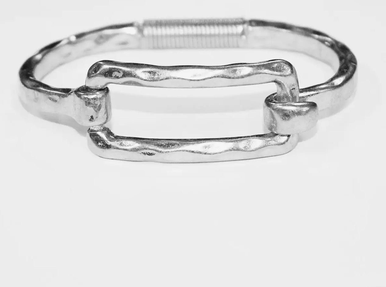 Silver hinged square bracelet