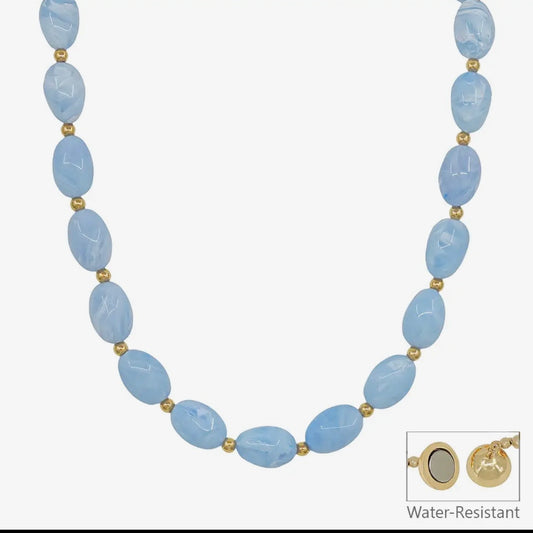 Light blue oval beaded