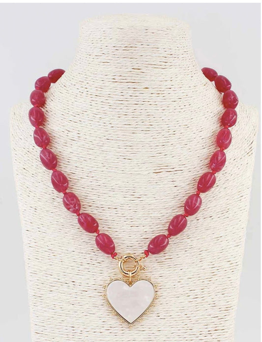 Hot pink beaded with heart
