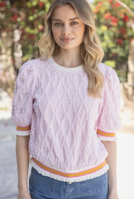 striped elastic band diamond textured top