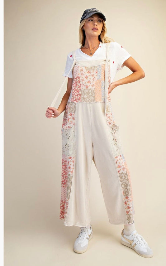 Patchwork print romper