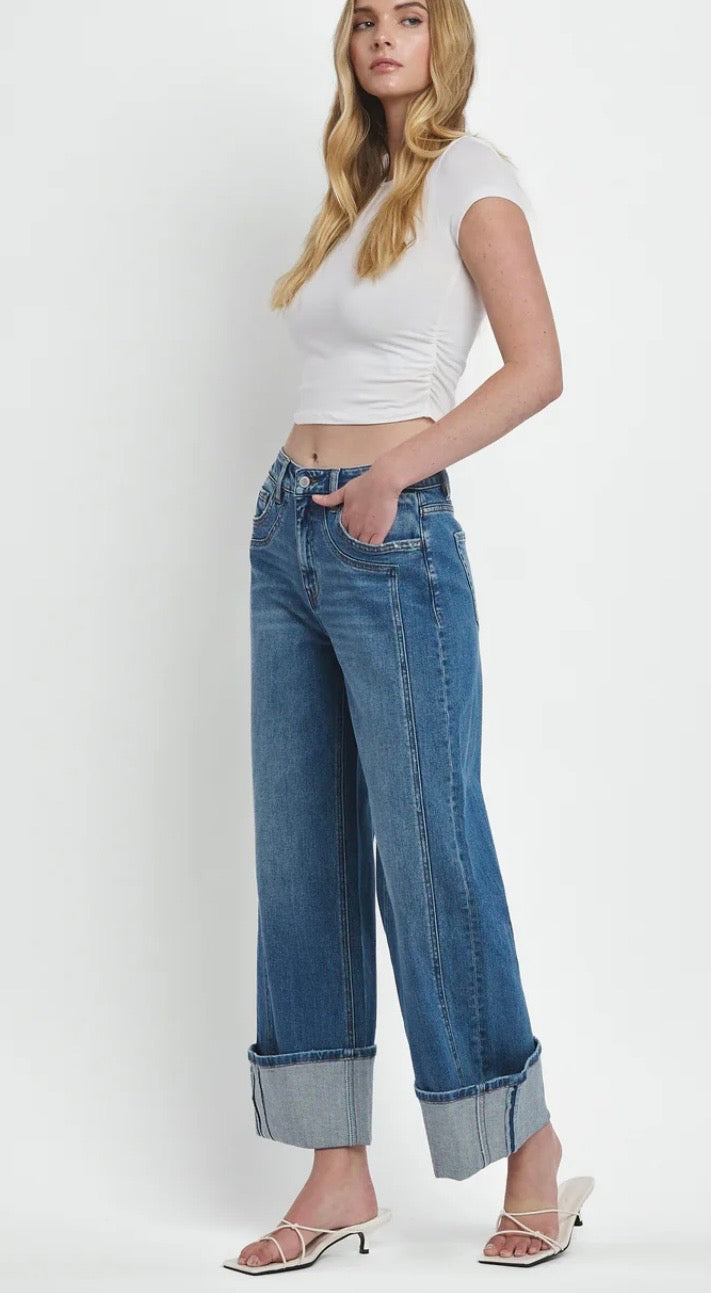 FM Cuffed wide leg jean