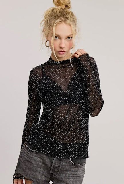 Rhinestone lace top