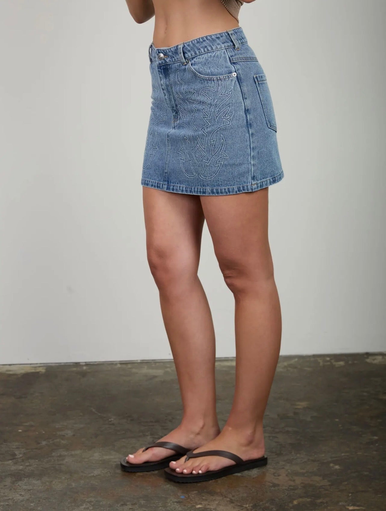 Western stitch denim skirt