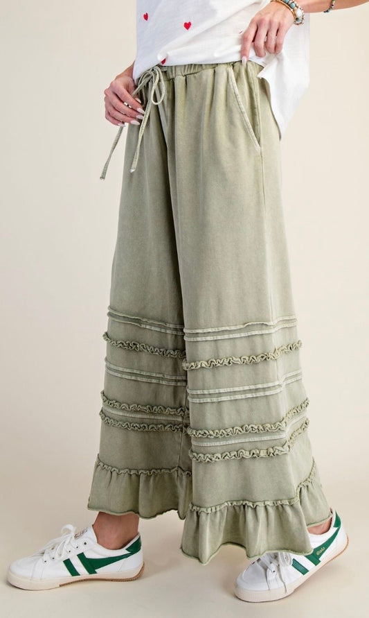 Mineral wash sage pant