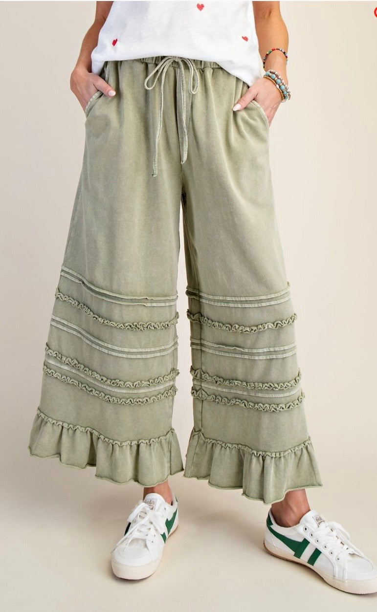 Mineral wash sage pant