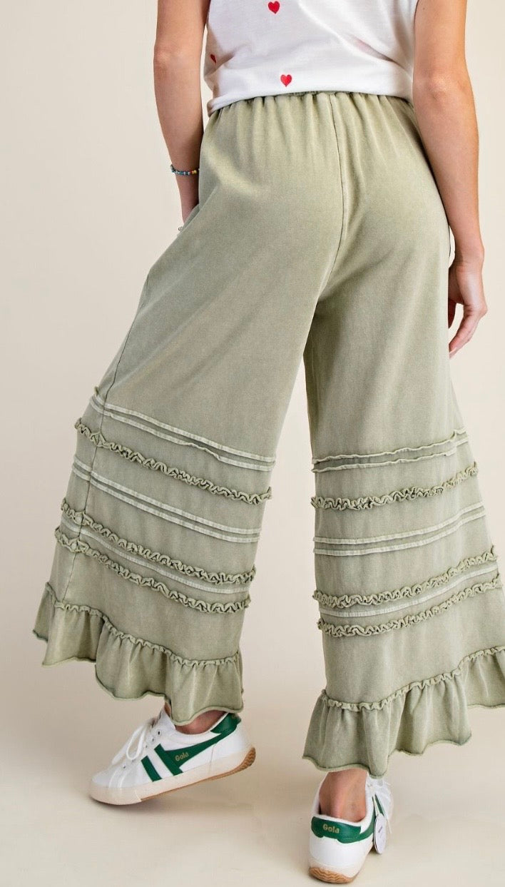 Mineral wash sage pant