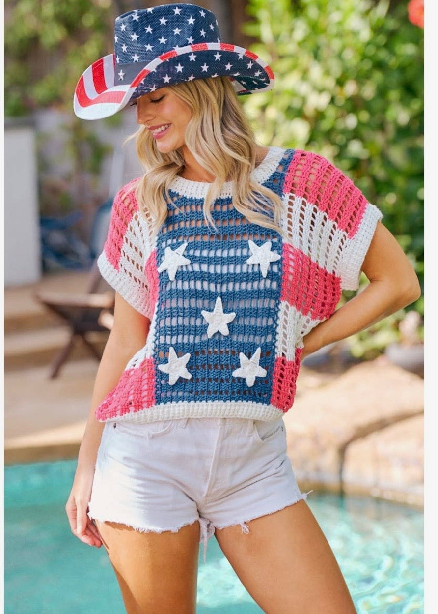Crochet Star Patches Sweater