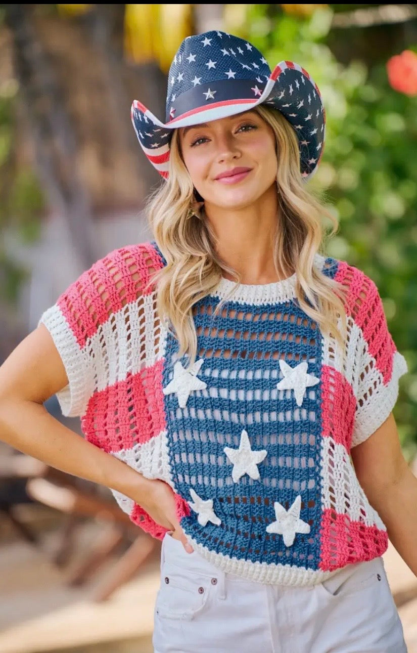 Crochet Star Patches Sweater