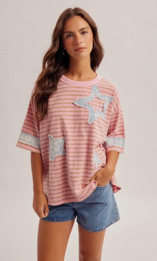 Star patch stripe top