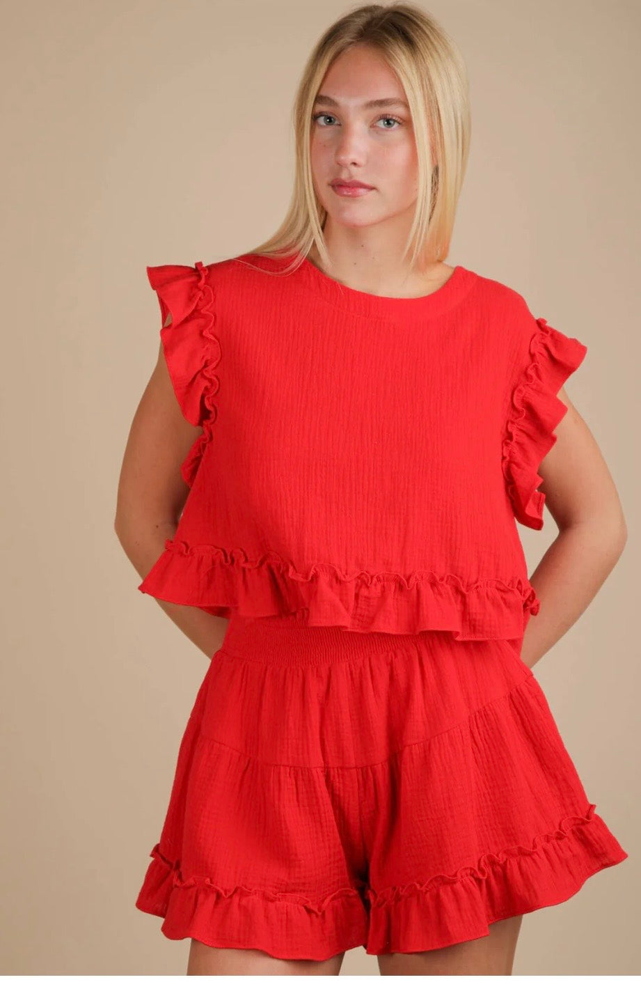 Ruffle short set