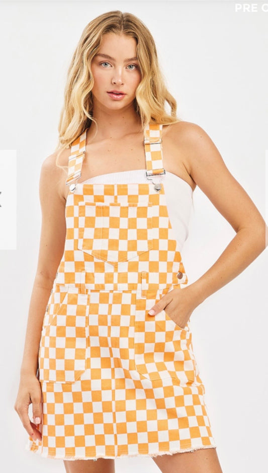 Orange/white checkerboard dress