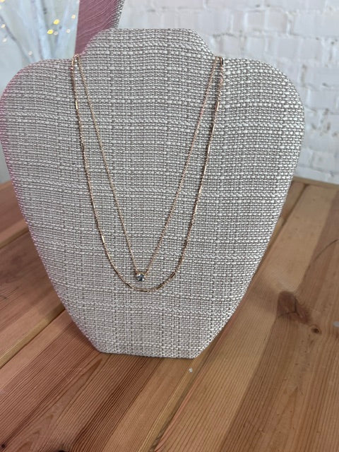 2 layer necklace with rhinestone