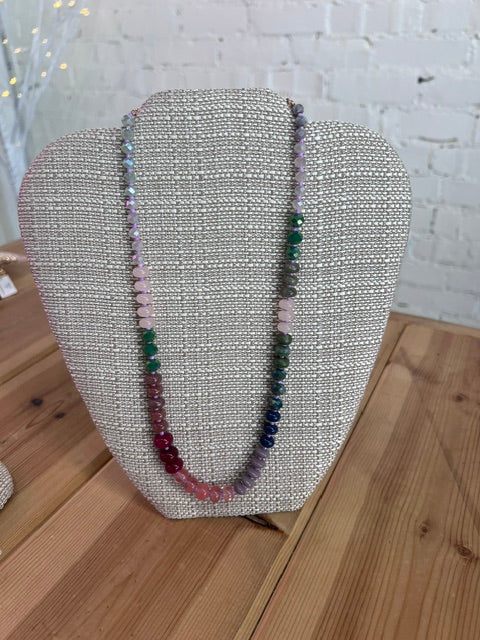 burgandy crystal bead necklace