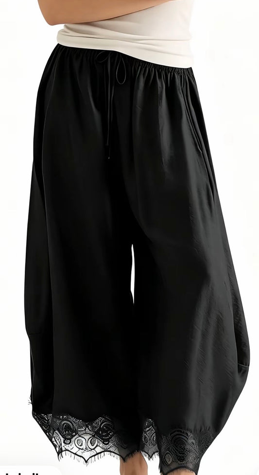 Lace trimmed pants