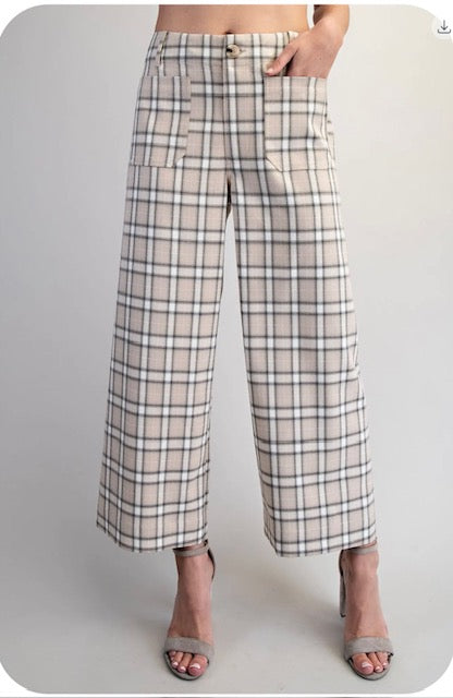 Plaid straight leg pants