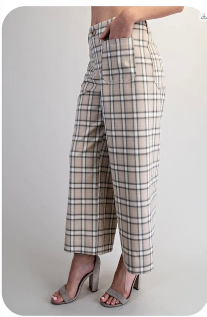 Plaid straight leg pants