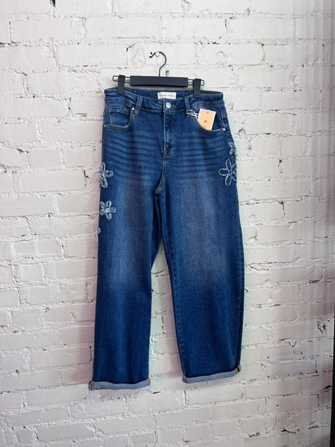 Barrel flower jeans