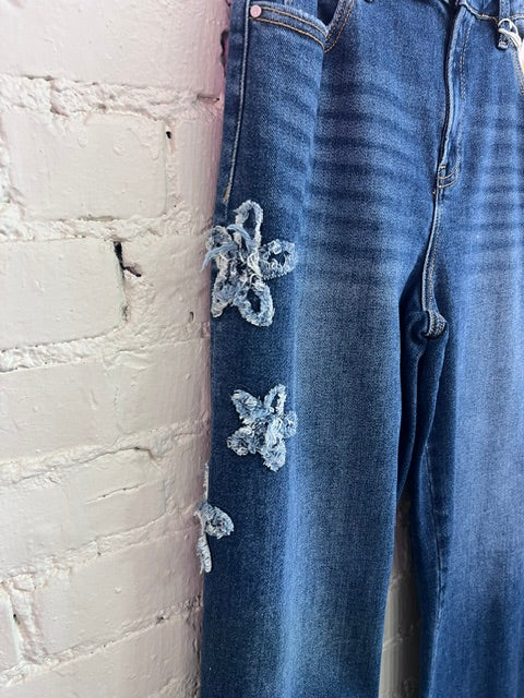 Barrel flower jeans