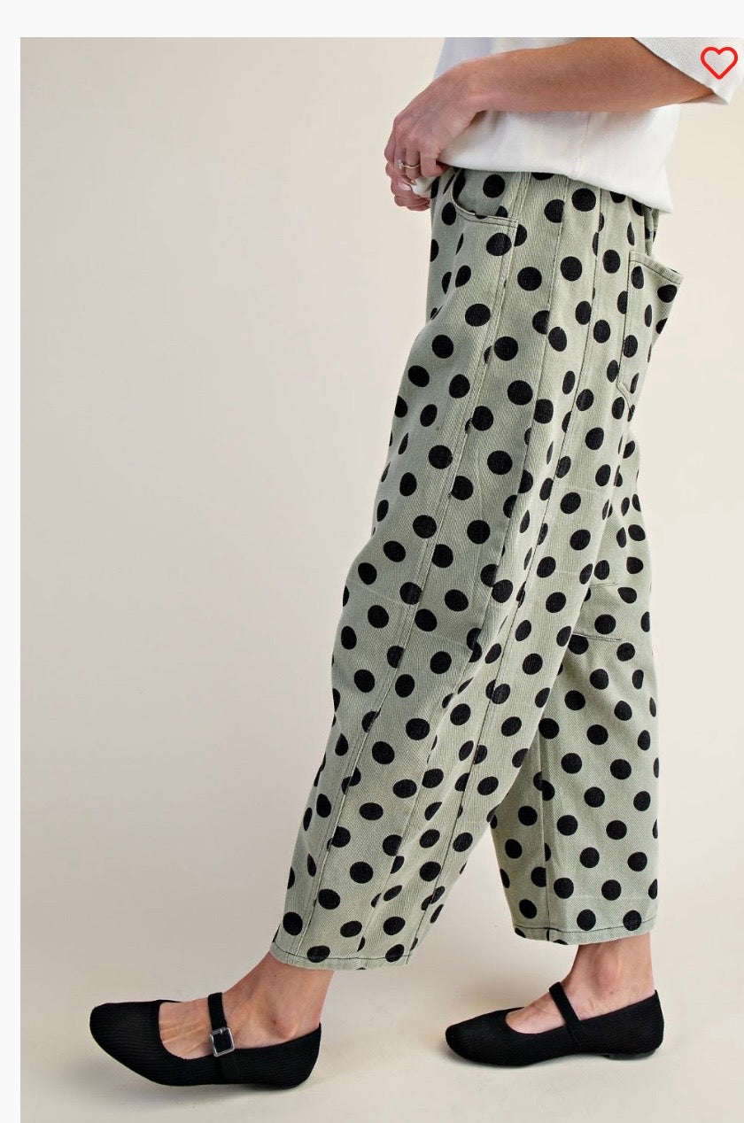 Sage polka dot jeans
