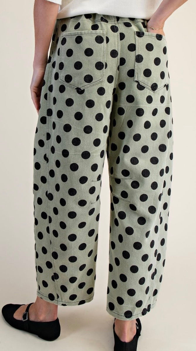 Sage polka dot jeans