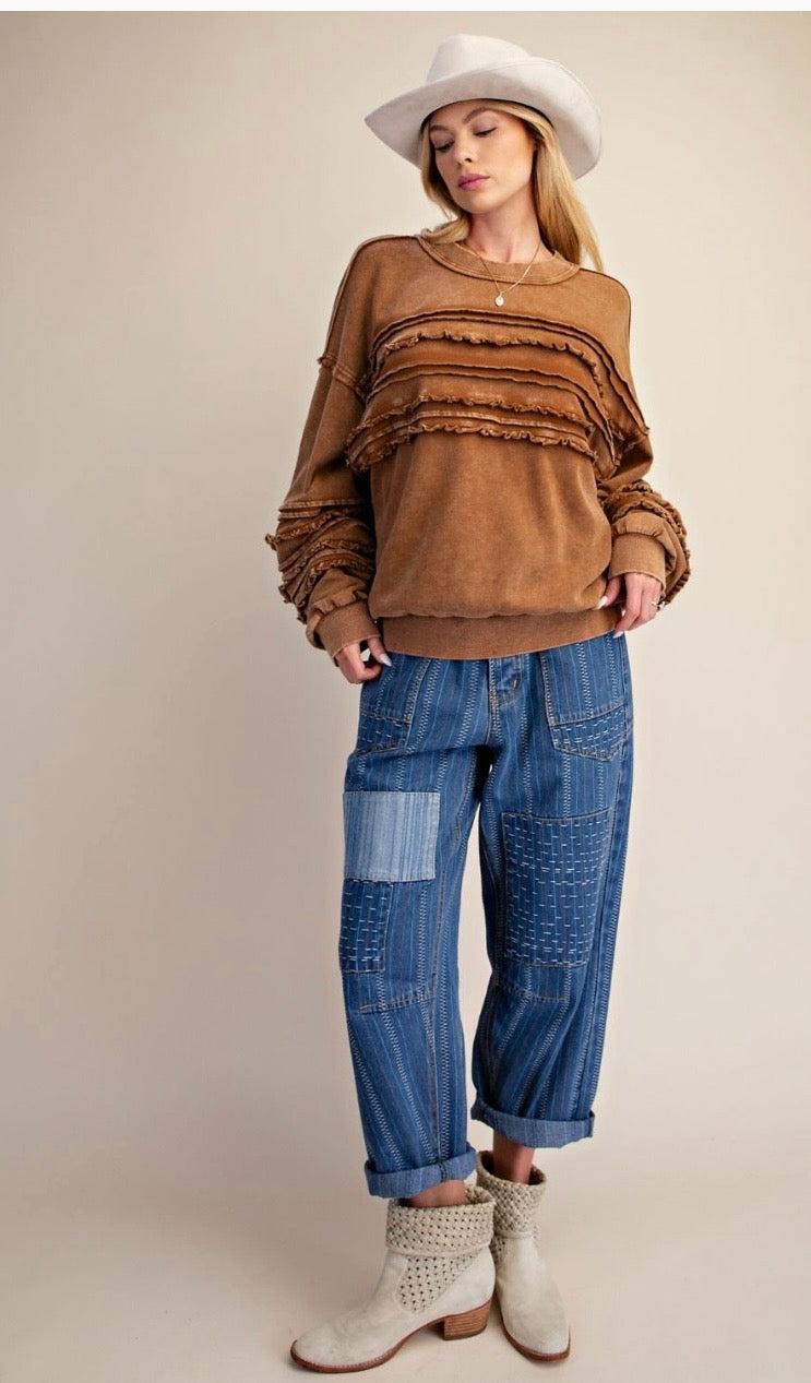 Washed terry knit tunic