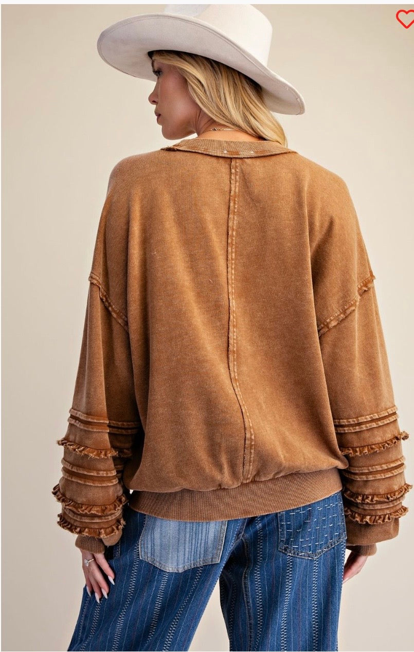 Washed terry knit tunic