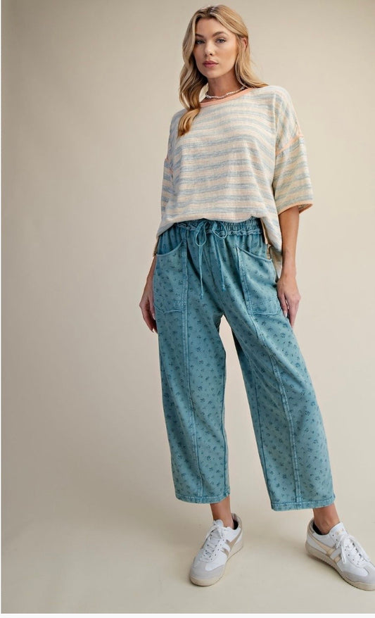 Ditzy printed washed terry pants