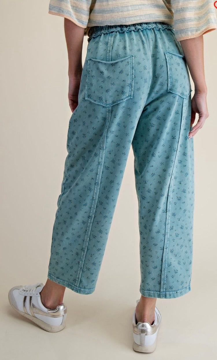 Ditzy printed washed terry pants