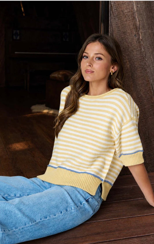 Stripe detail contrast sweater