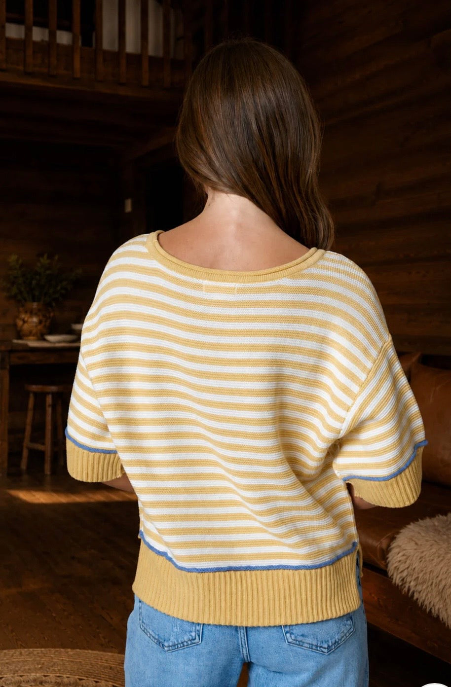 Stripe detail contrast sweater