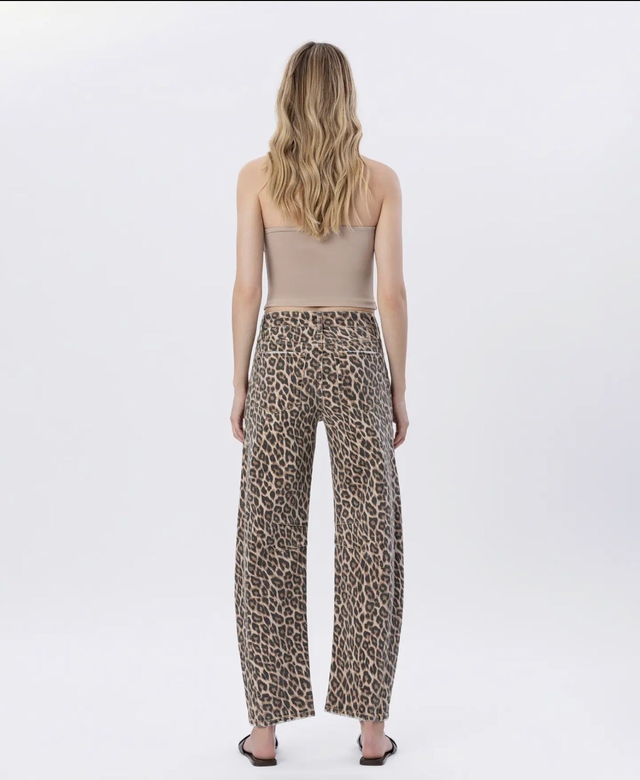Vervet high rise leopard print barrel jeans