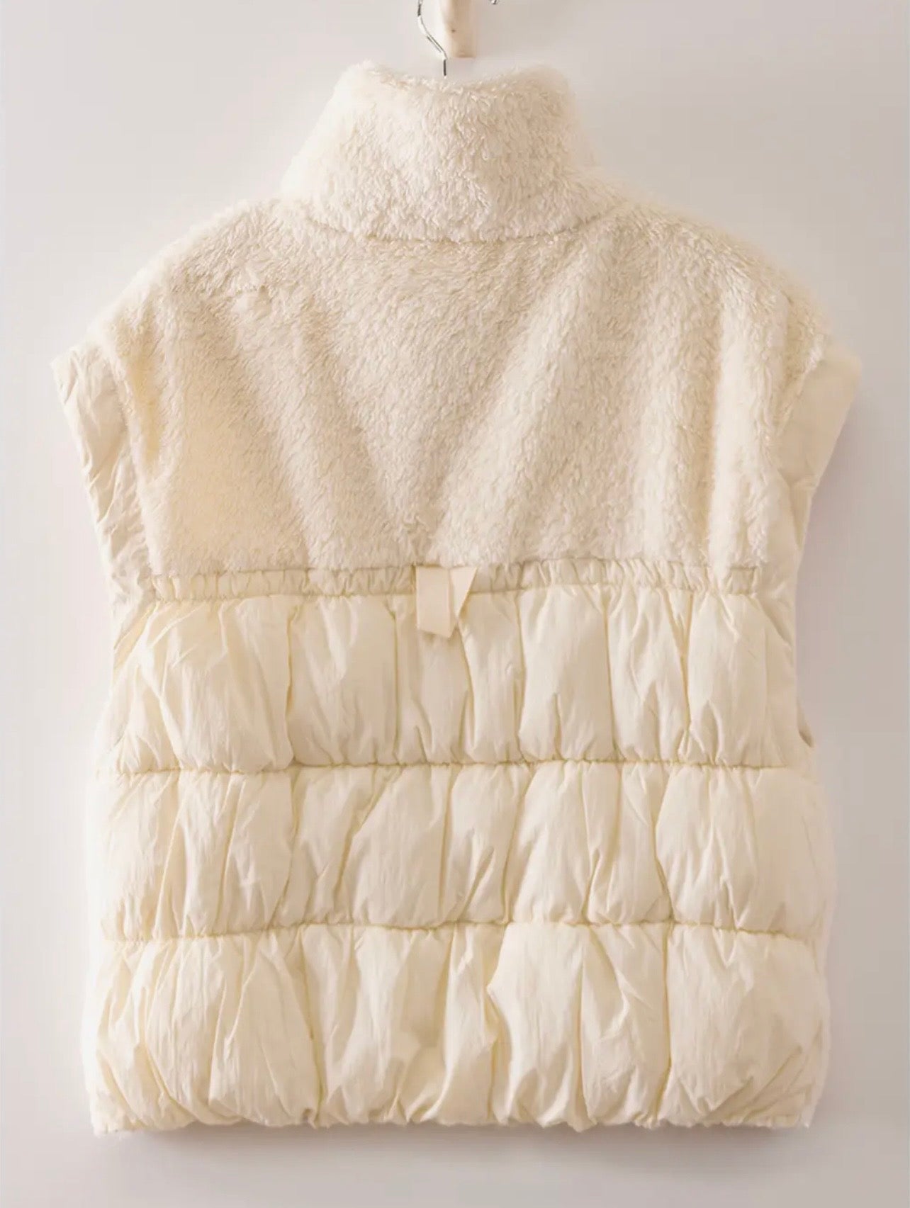Sherpa fleece and quilted puffer mixed