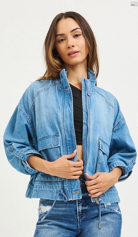 Risen denim cargo pocket jacket