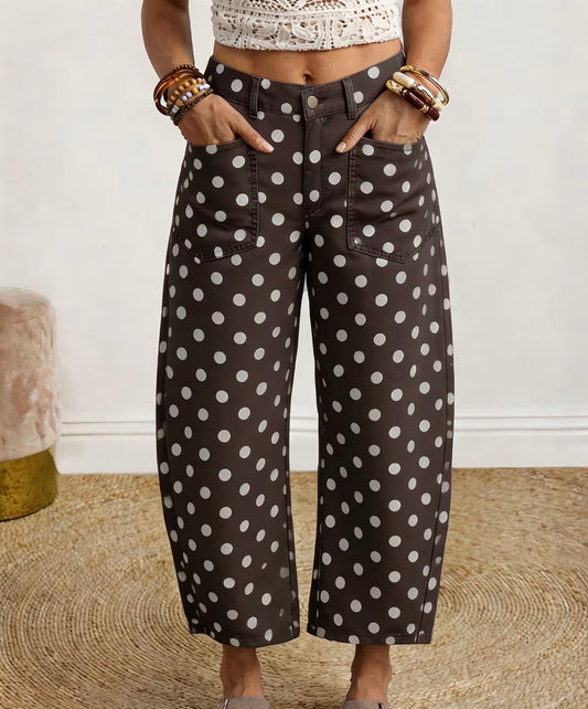 Brown polka dot jeans