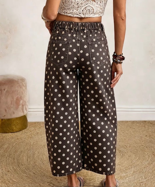 Brown polka dot jeans