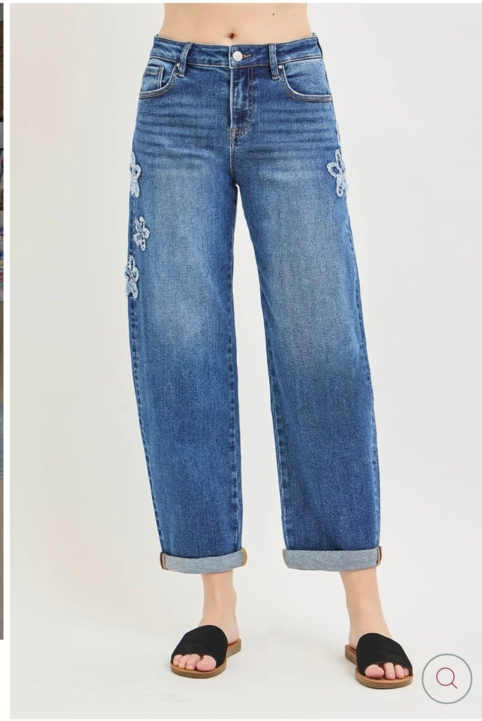 Barrel flower jeans