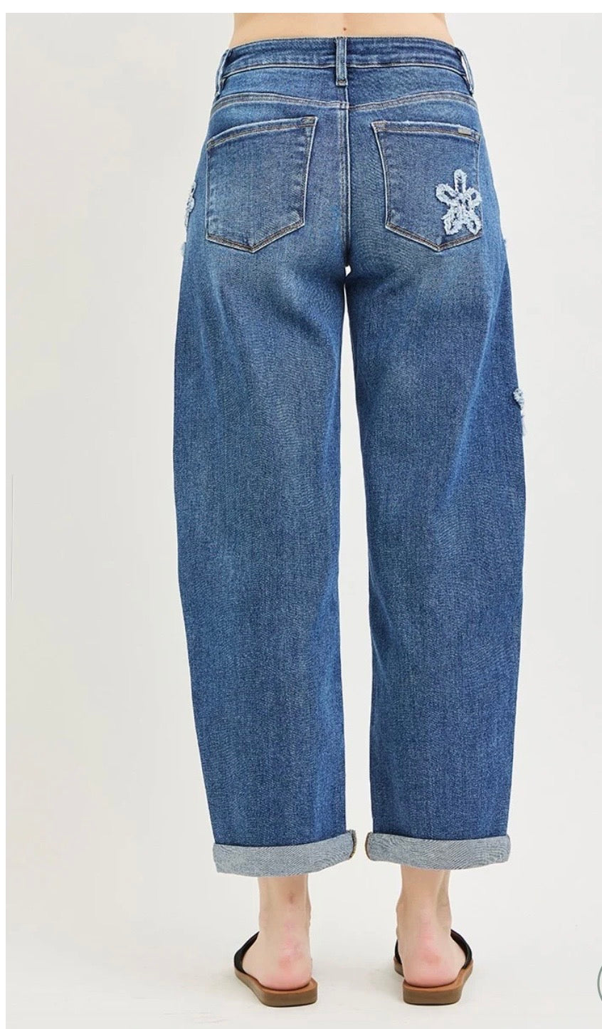 Barrel flower jeans