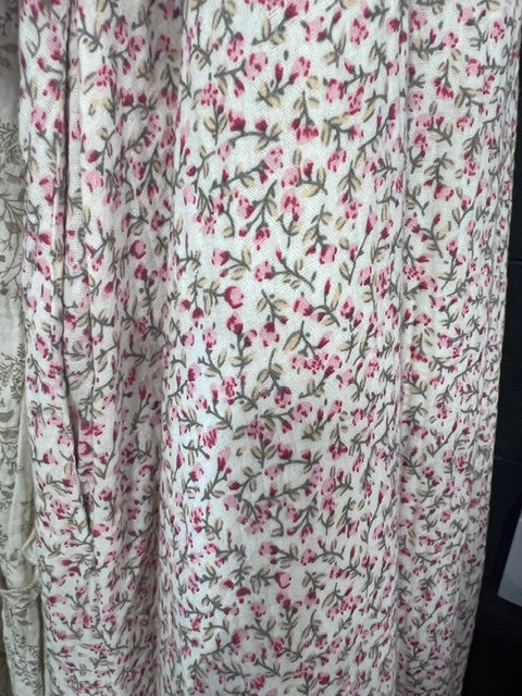 Red floral puff short sleeve maxi dress