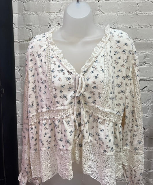 POL cream floral top
