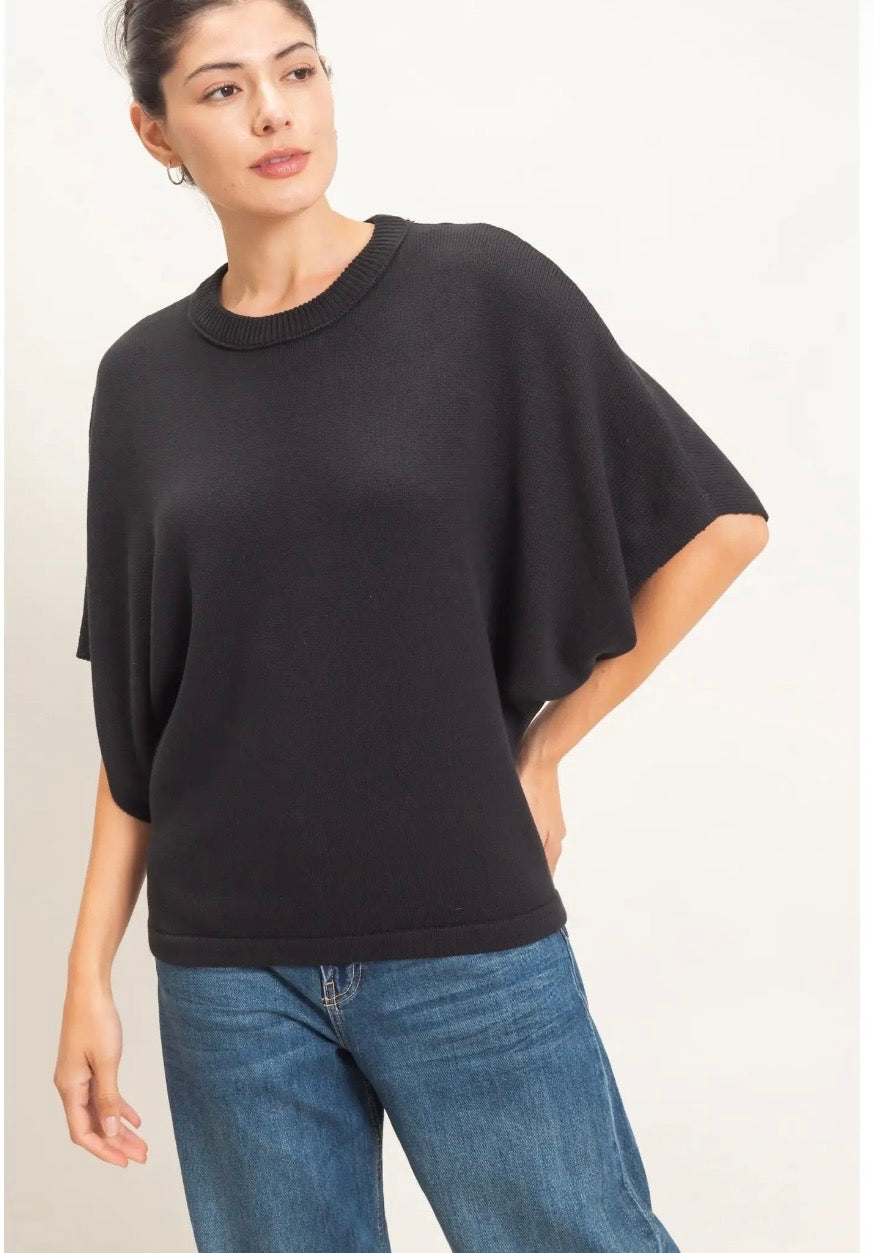 Black crewneck sweater