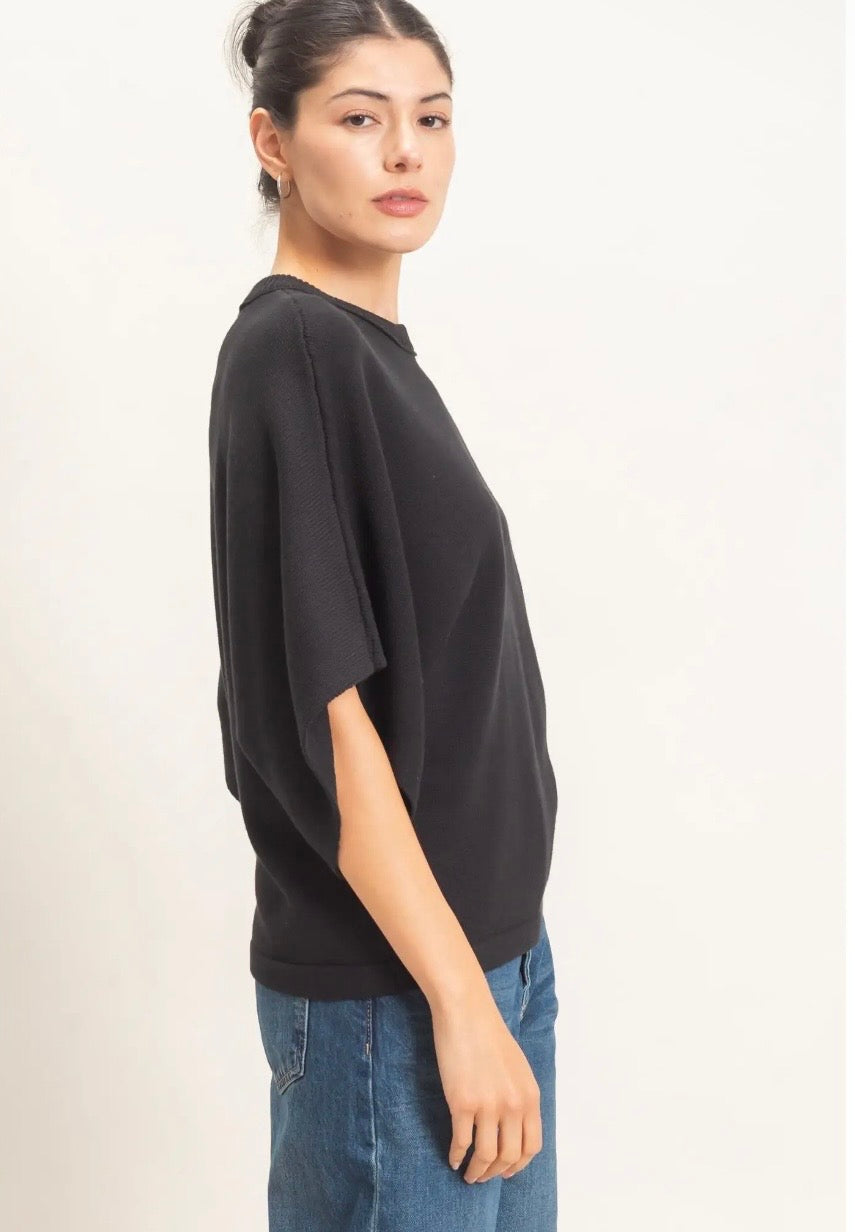 Black crewneck sweater