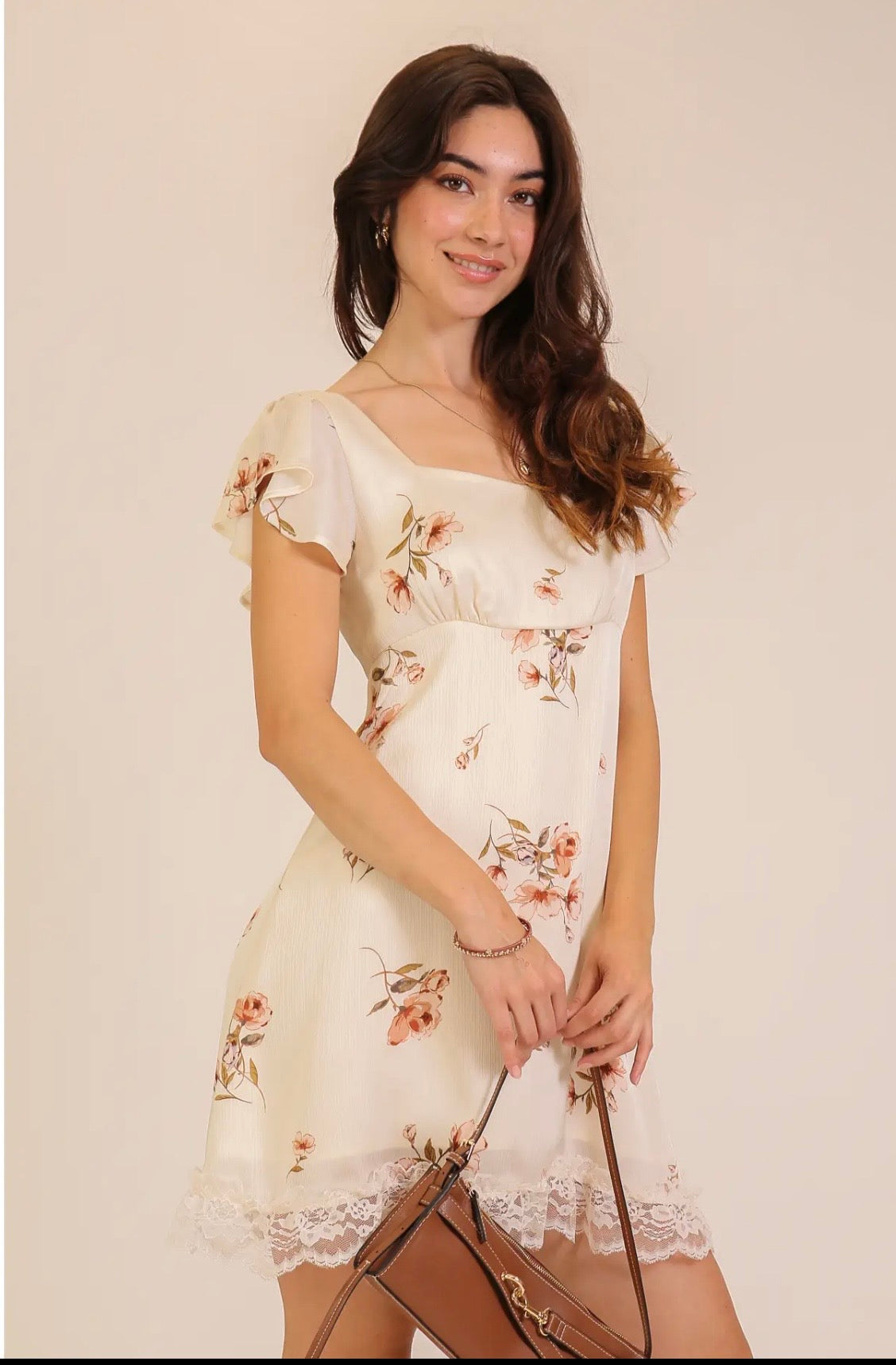 Blush Garden Lace Trim Mini Dress
