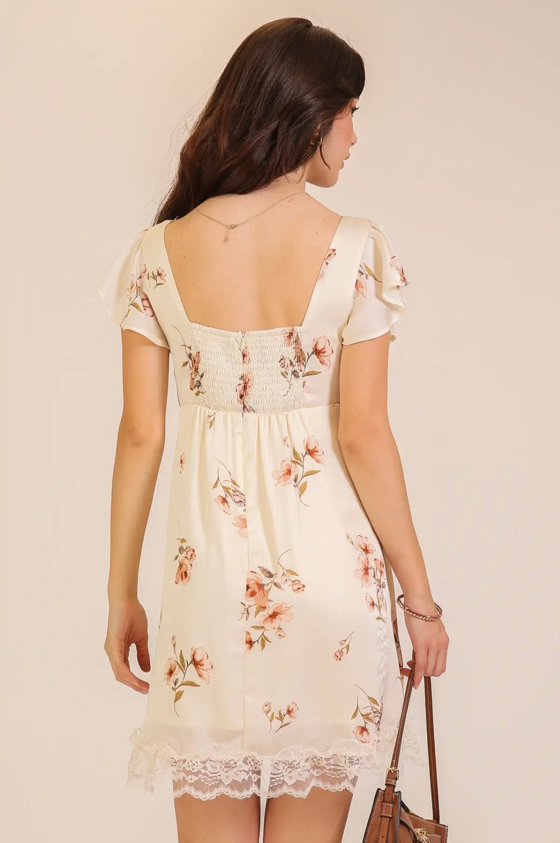 Blush Garden Lace Trim Mini Dress