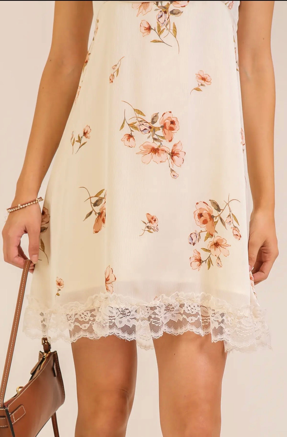Blush Garden Lace Trim Mini Dress