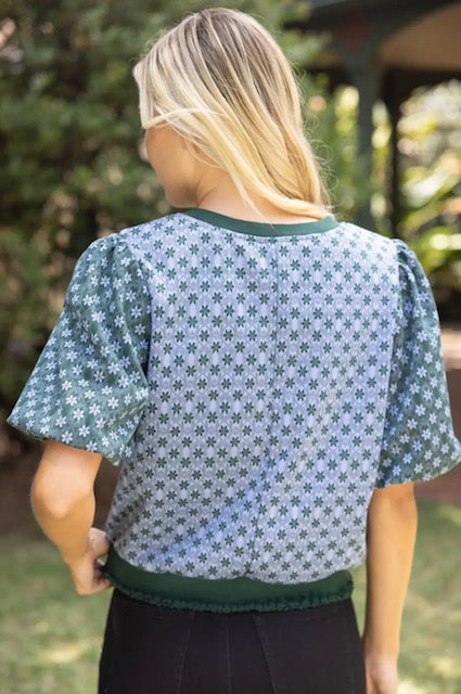 Voy color contrast floral print top