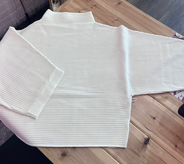Ee:some mock neck ribbed knit sweater