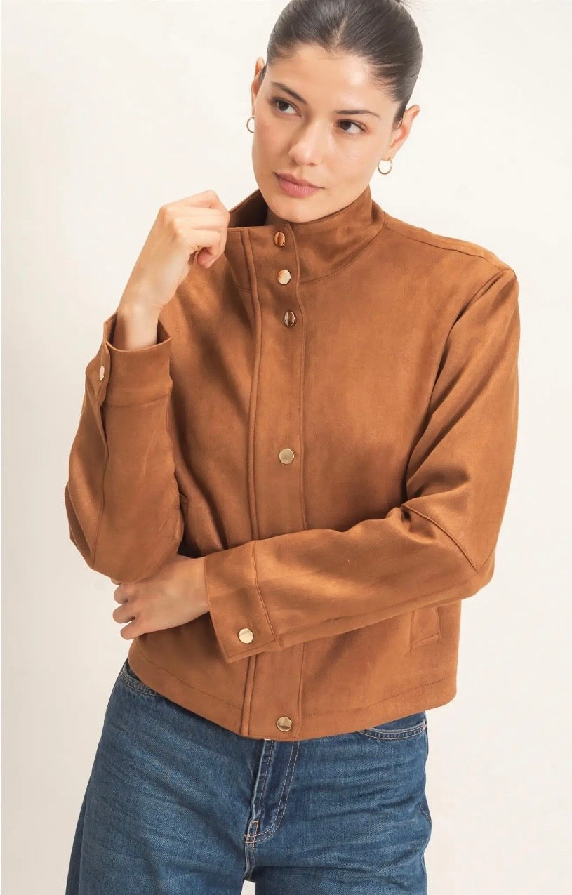 Suede snap jacket