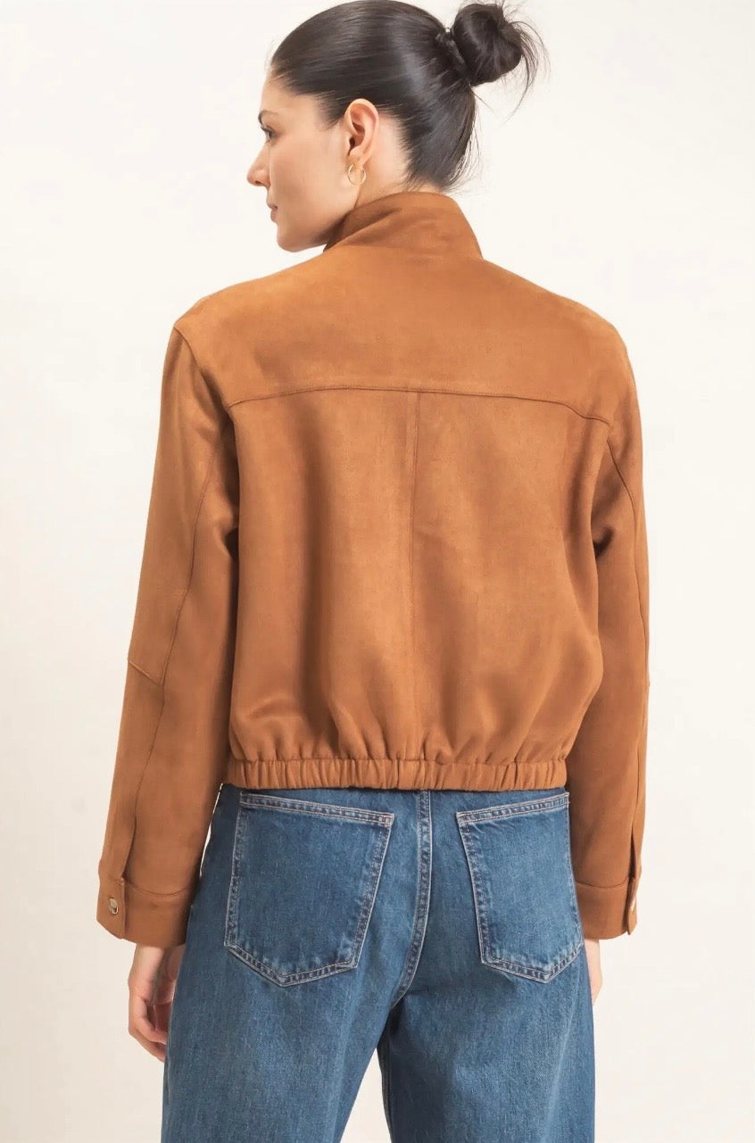 Suede snap jacket