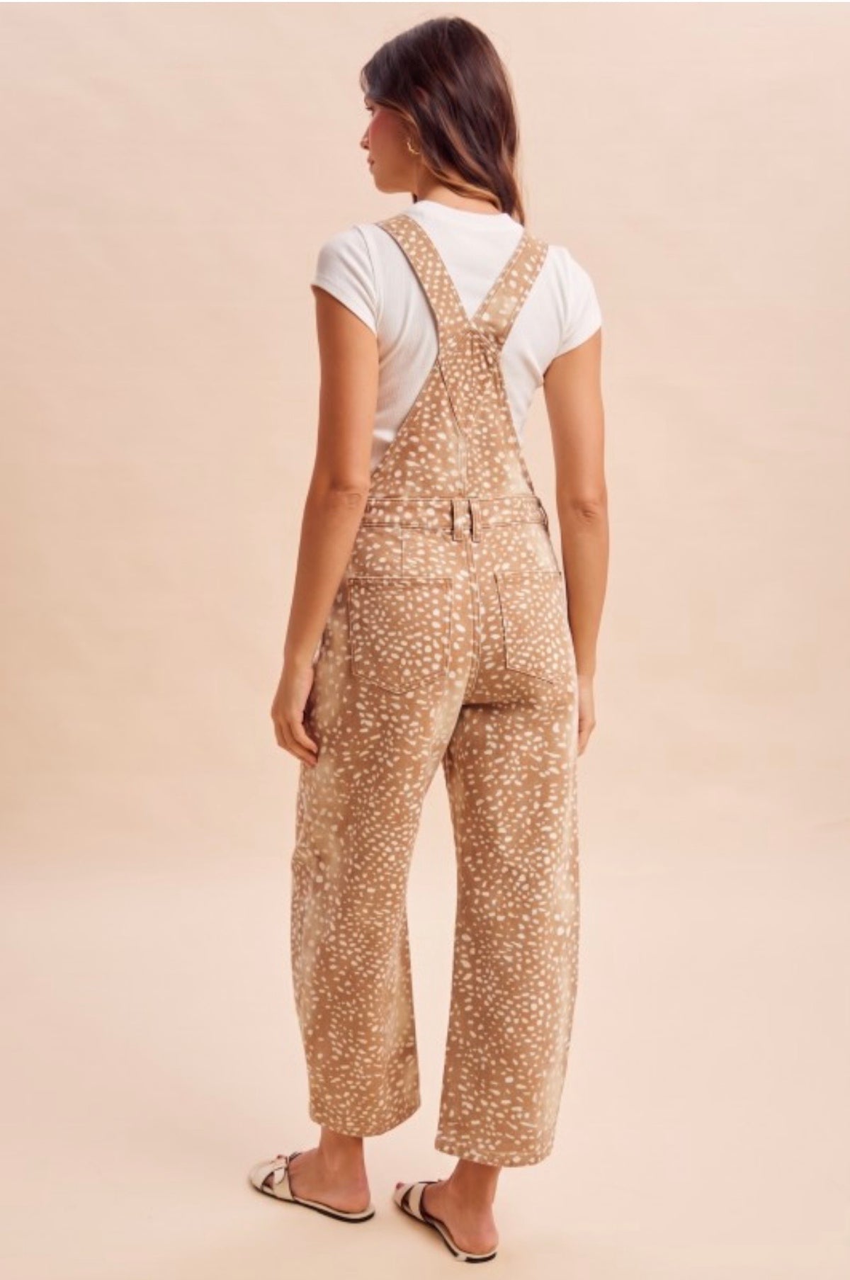 Deer Bambi print barrel denim overall